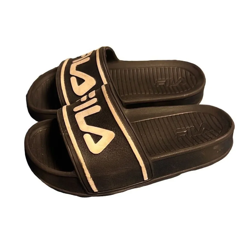 Fila Black & White Slides Sandals Children size 11